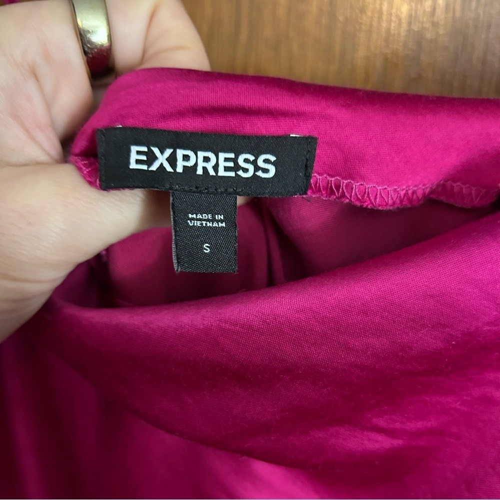 Express Satin Cowl Neck Slip‎ Dress Womens Small Magenta Pink Mini - Picture 5 of 6